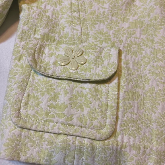 Bernardo Petite Sophisticate | Green Floral Cropped Jacket 14P - Picture 5 of 6